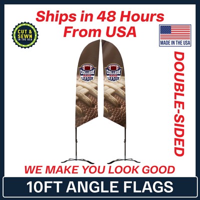 10' Angle Flag - Double Sided w/Black X Base - Made in the USA