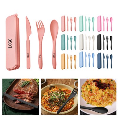 Portable Wheat Straw Utensil Set w/ Case