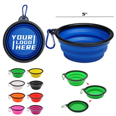 Collapsible Silicone Pet Bowl With Carabiner