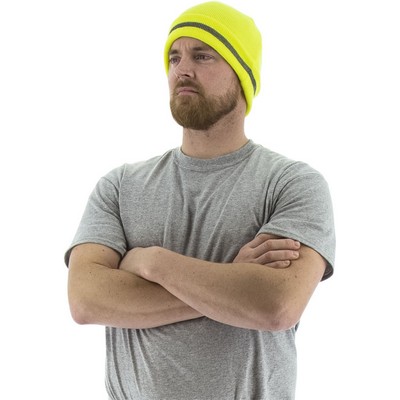 Majestic 75-8201 Hi-Viz Beanie with Reflective Striping