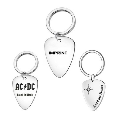 Stainless Steel Guitar Pick Keychain