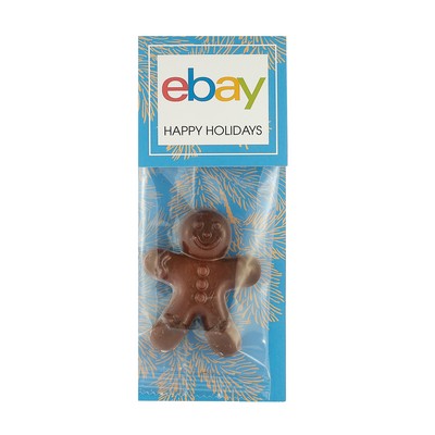 Belgian Chocolate Holiday Icons in Billboard-Style Header Bag with Dark Chocolate Gingerbread Man