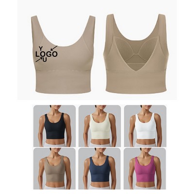 Criss Cross Back Athletic Bra with Soft Seamless Cups