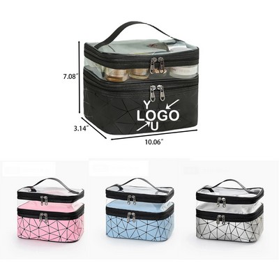 PVC Dual Layer Travel Cosmetic Case