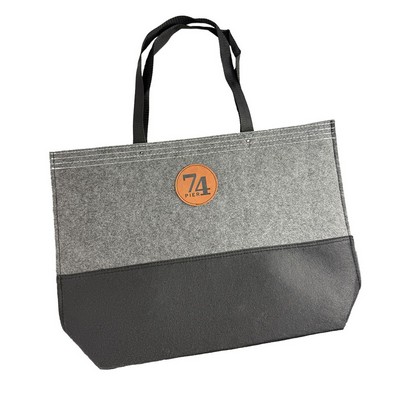 Large Felt Tote w/ Leatherette Patch