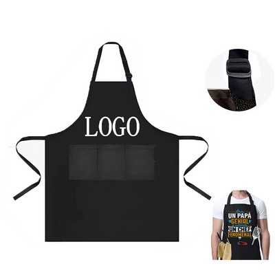 Adjustable Apron Bib Waterdrop Resistant With 3 Pockets