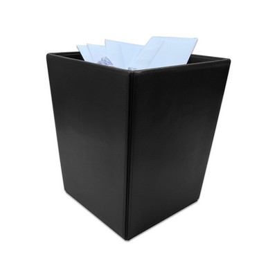 Black Bonded Leather Waste Basket, 14 Qt