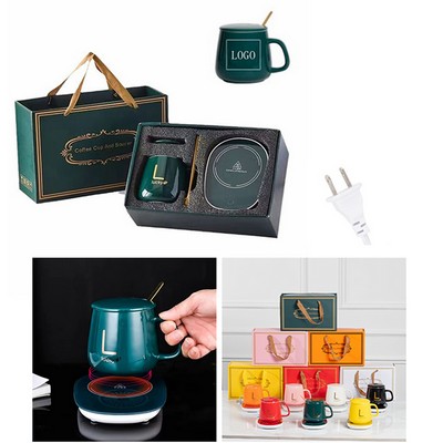 Portable Cup Warmer With 12Oz Ceramic Coffee Mug Set