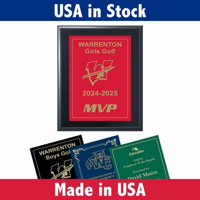 Solid Black Wood Award Plaque with Laser Engraved Plate-5x7