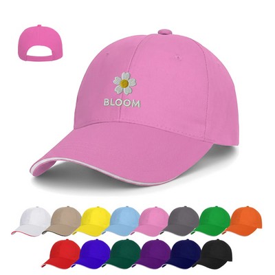 Custom 6-Panel Sandwich Trim Cotton Cap