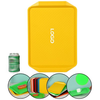 Non-Slip Plastic Cafeteria Fast Food Serving Trays w/Handles