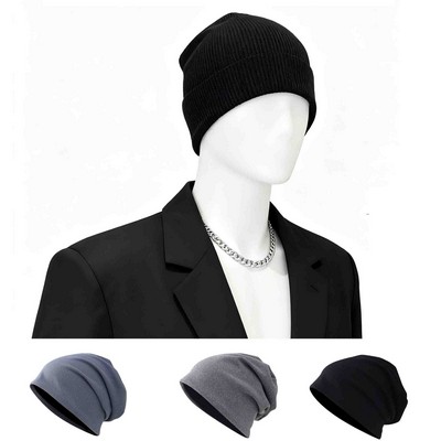 Warm Winter Beanie Knit Cuffed Plain Hat Skull Cap For Men Women