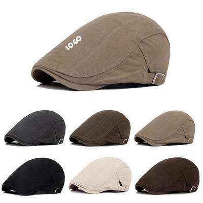 100% Cotton Breathable Adjustable Classic Retro Men's Newsboy Flat Cap