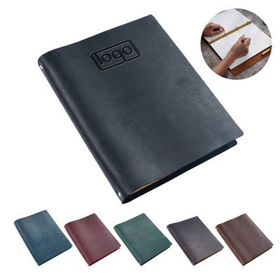 Retro Handmade Top Layer Cowhide A4 Loose Leaf Notebook