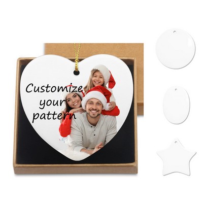 Christmas Custom Patterns Ceramics Ornament Keepsake Gift With Packaging Box