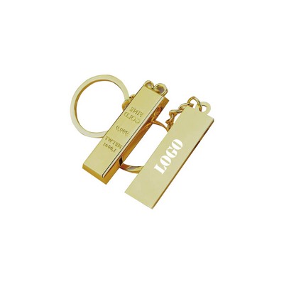 Zinc Alloy Metal Mini Gold Bar Replica Shape Pendant Souvenir Key Ring Accessory Plated Finish