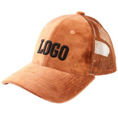 6 Panel Mesh Baseball Cap With Adjustable Strap