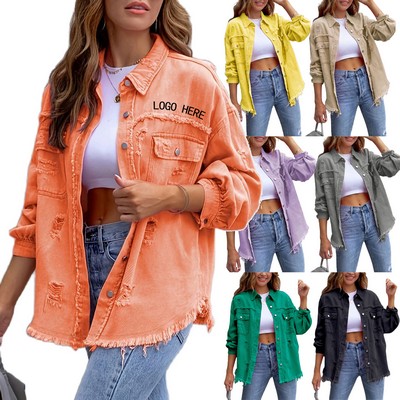 Contemporary Oversized Denim Jacket For Women