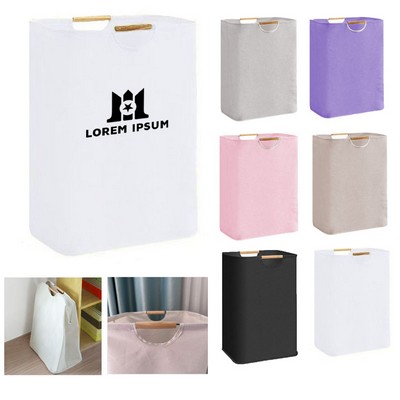 Foldable Laundry Hamper with Bamboo Handles