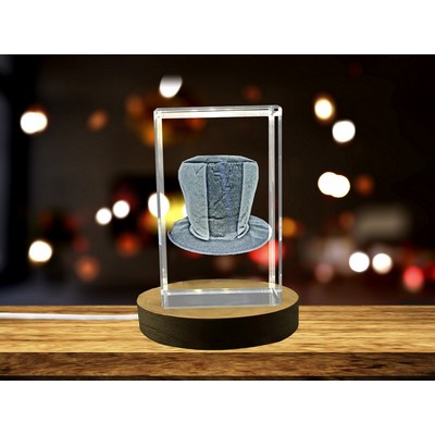 Clown Hat 3D Engraved Crystal w/LED Base Light - Whimsical Artistry