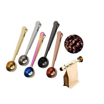 Precision Stainless Steel Coffee Scoop with Secure Seal Clip