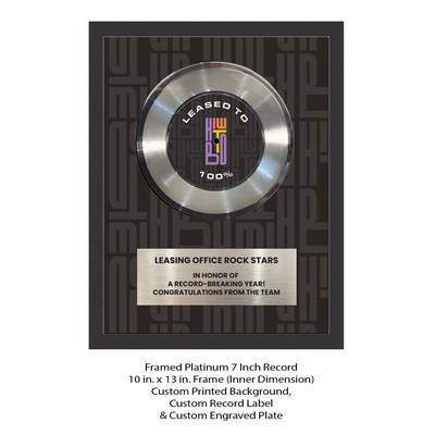 Platinum Framed 7" Record - Custom Backer - 12 x 15