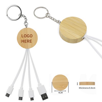 Bamboo USB Charging Keyring 3"