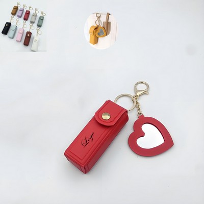 Lipstick Holder Keychain With Mirror