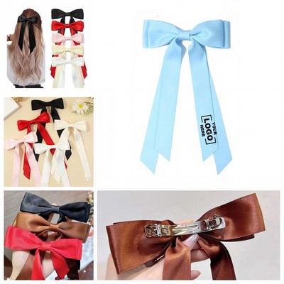 Double Layer Bow Hair Clip Ribbon Long Headband Decoration