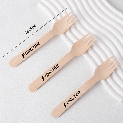 6.3" L Eco-Friendly Wooden Forks Disposable Utensils for Party