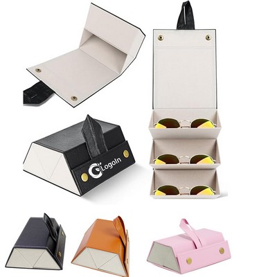 3 Slots Travel Sunglasses Organizer Case for Multiple Pairs