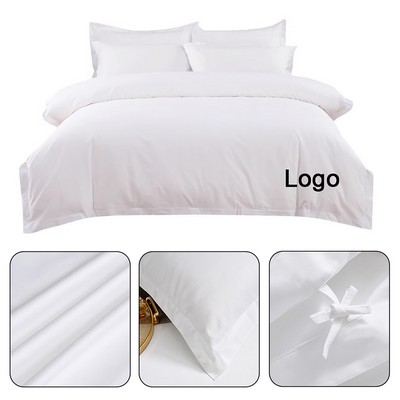 100% Cotton Duvet Cover Set Hotel Ultra Soft and Sateen Weave Bedding White Pillow