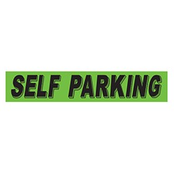 "SELF PARKING" Green/Black Rectangle Slogan Vinyl Sticker