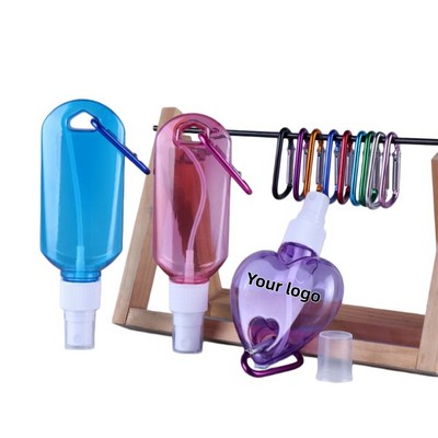 50ml Heart-Shaped Travel Hand Sanitizer Bottle w/ Flip-Top Cap (Keychain Style)