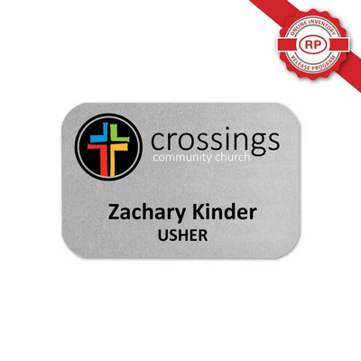 USA Made Eco-Friendly UV Full Color Aluminum Badges (2.00" x 3.00" Inches) - logo only