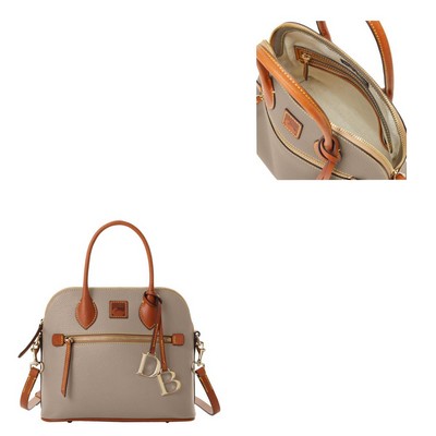 Dooney & Bourke Taupe Brown Pebble Grain Domed Satchel Bag
