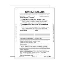 PEEL n SEAL™ Spanish Exterior Implied Warranty Buyers Guide Window Sticker