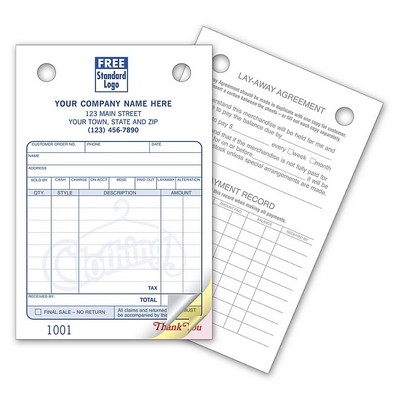 Register Forms - Clothing, Small Classic (2 Part)