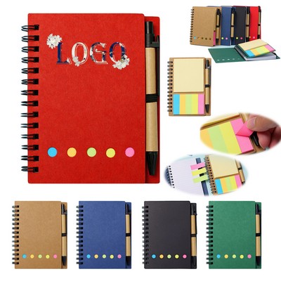 Portable Spiral Notepad with Repositionable Sticky Notes