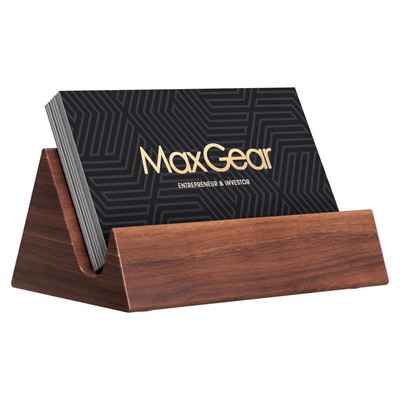 Walnut Wood Desk Business Card Holder