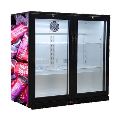 210L 2-Door Back Bar Fridge Cooler Swing Door