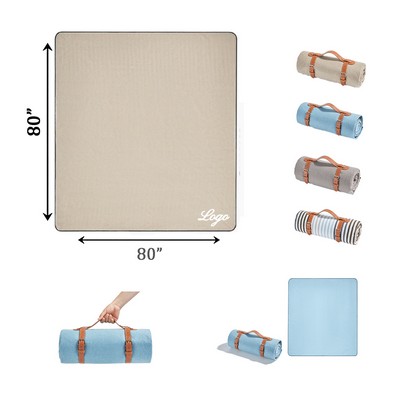 Soft Picnic Roll-Up Blanket with PEVA Waterproof Backing