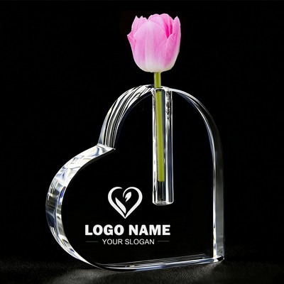 Heart Shaped Crystal Bud Vase