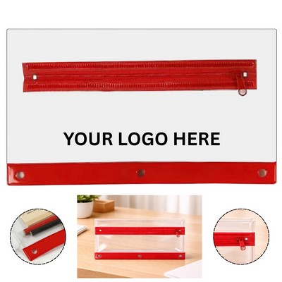 Transparent 3 Ring Pencil Pouch