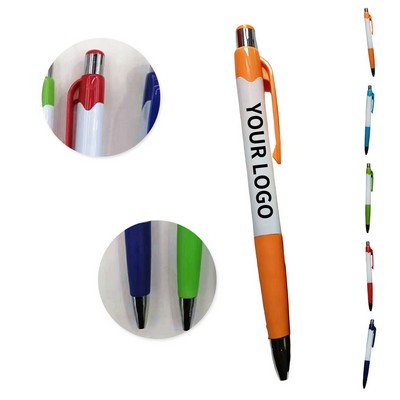 Retractable Ballpoint Pen with Colorful Clip