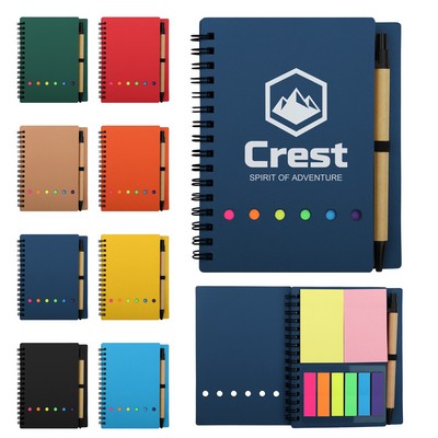 Mini Pocket Spiral Notebook W/ Sticky Notes & Pen