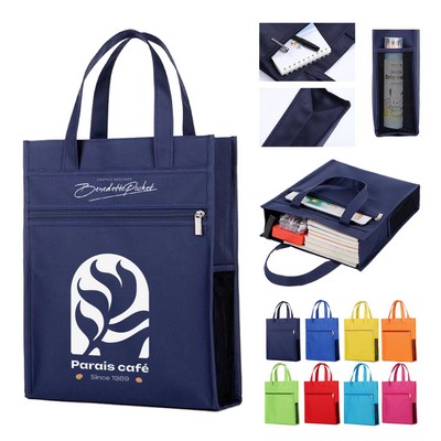 Customizable Oxford Cloth Tote Bag with Zipper & Side Pockets