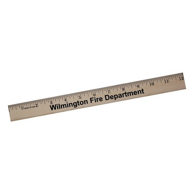 12" Clear Lacquer Wooden Ruler (Spot Color)
