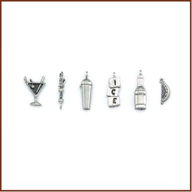Set of 4 Martini Stock Wine Charms On Card
