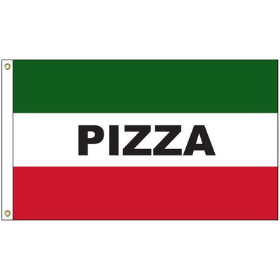 Pizza 3' x 5' Message Flag with Heading and Grommets